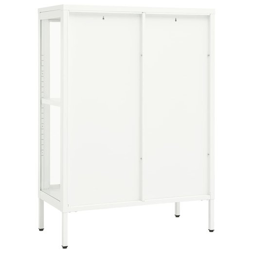 Sideboard Wei 75x35x105 cm Stahl und Glas