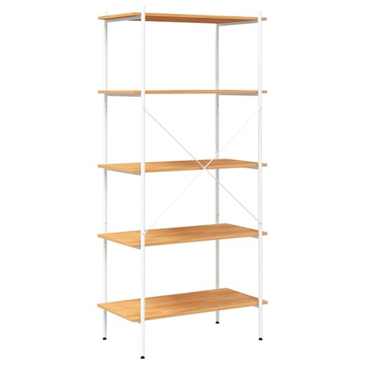 Regal mit 5 Bden Wei und Eiche-Optik 80x40x163 cm