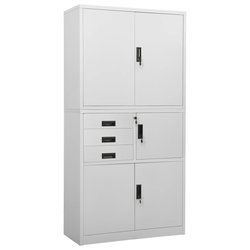 Broschrank Hellgrau 90x40x180 cm Stahl