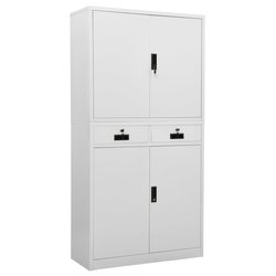 Broschrank Hellgrau 90x40x180 cm Stahl