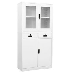 Broschrank Wei 90x40x180 cm Stahl und Hartglas