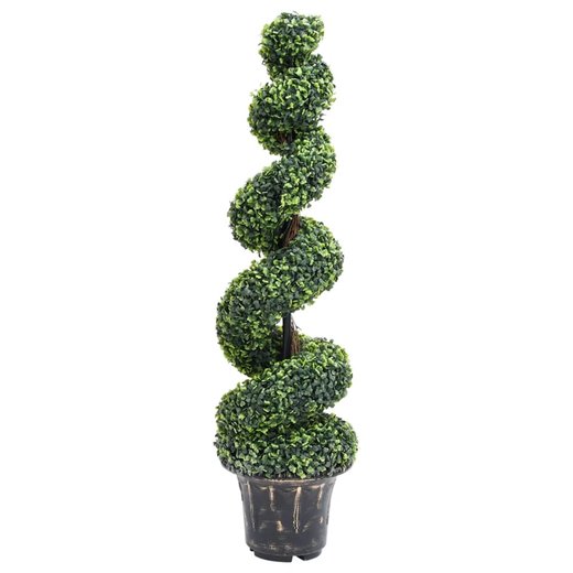 Knstlicher Buchsbaum mit Topf Spiralform Grn 117 cm