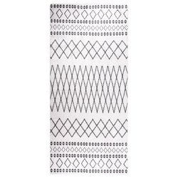 Teppich Waschbar 80x300 cm Schwarz und Wei Rutschfest