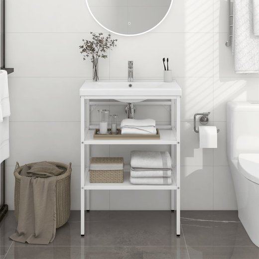 Badezimmer Waschtischgestell Wei 59x38x83 cm Eisen
