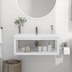 Badezimmer Wand-Waschtischgestell Wei 79x38x31 cm Eisen