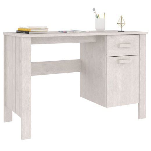 Schreibtisch Weiß 113x50x75 cm Massivholz Kiefer