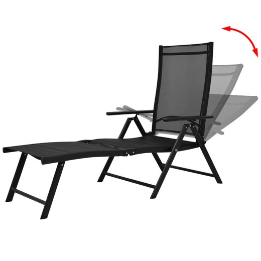 Sonnenliege Klappbar Aluminium 178x63,5x96 cm Schwarz