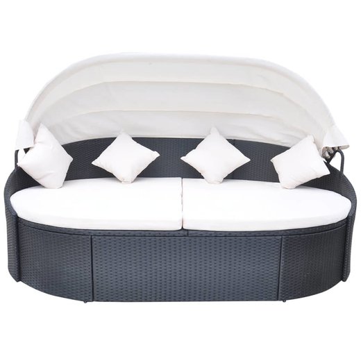 Outdoor-Sonneninsel mit Sonnendach Poly Rattan Schwarz