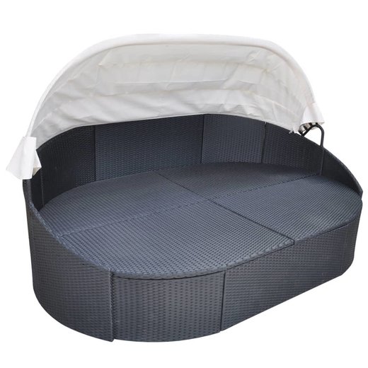 Outdoor-Sonneninsel mit Sonnendach Poly Rattan Schwarz