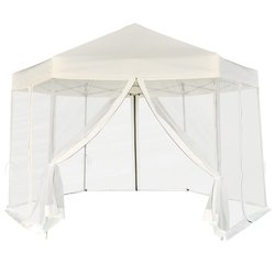 Sechseckiges Pop-Up Festzelt 6 Seitenwnde Cremewei...