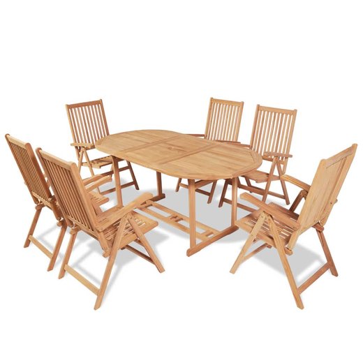 7-tlg. Garten-Essgruppe mit Klappsthlen Massivholz Teak