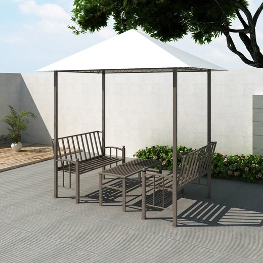 Gartenpavillon mit Tisch und Bnken 2,5x1,5x2,4 m