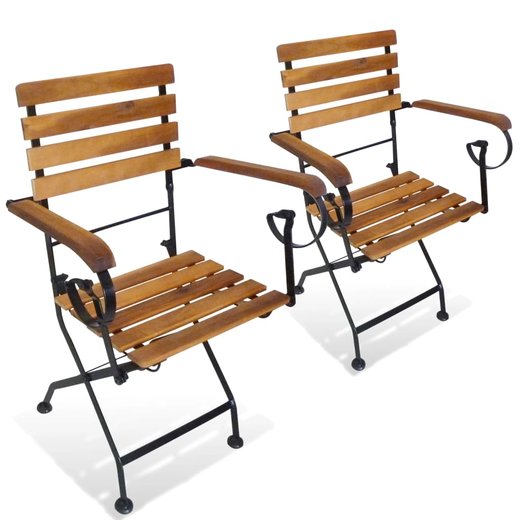 Klappbare Gartensthle 2 Stk. Stahl und Massivholz Akazie