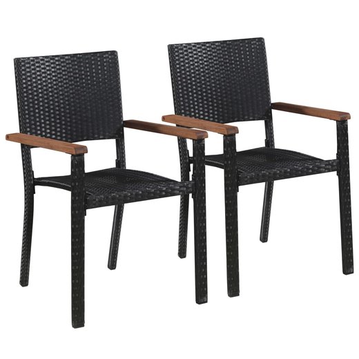Gartenst�hle 2 Stk. Poly-Rattan Schwarz