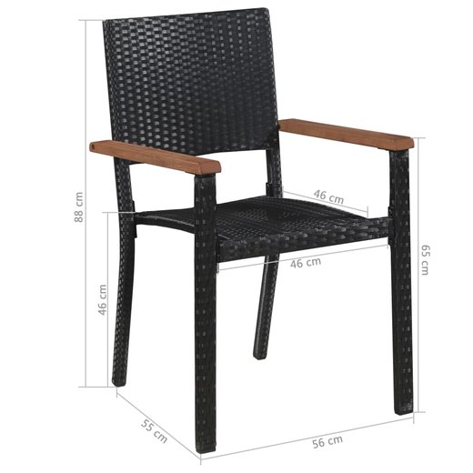 Gartenst�hle 2 Stk. Poly-Rattan Schwarz