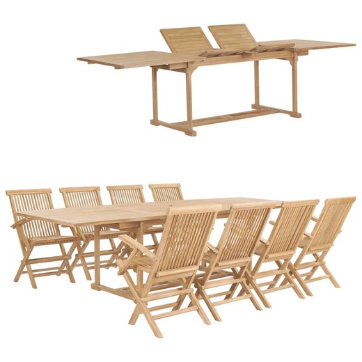 9-tlg. Garten-Essgruppe 180-280 x 100 x 75 cm Teak Massivholz