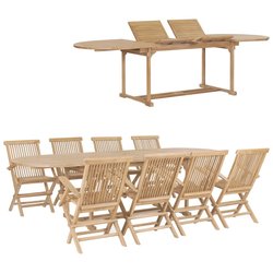 9-tlg. Garten-Essgruppe 180-280 x 100 x 75 cm Teak...