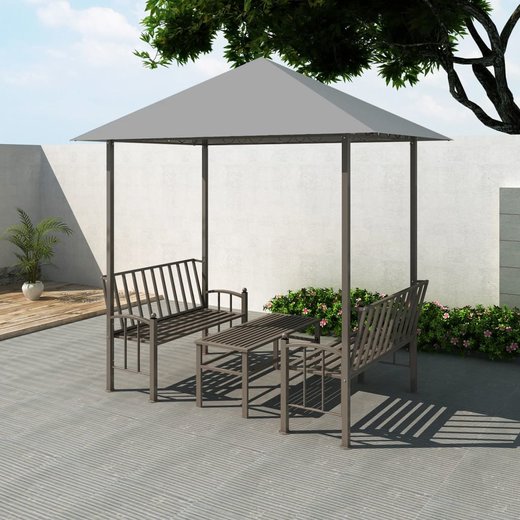 Gartenpavillon mit Tisch und Bnken 2,5x1,5x2,4 m Anthrazit