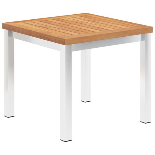 Garten-Beistelltisch 45 x 45 x 38 cm Teak Massivholz Edelstahl