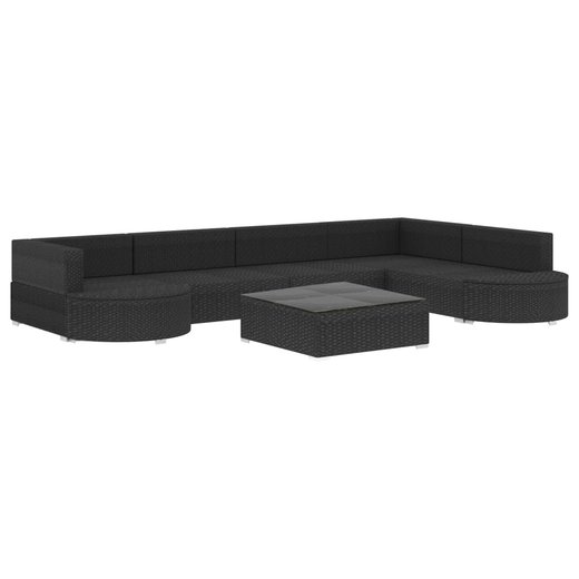 8-tlg. Garten-Lounge-Set mit Auflagen Poly Rattan Schwarz