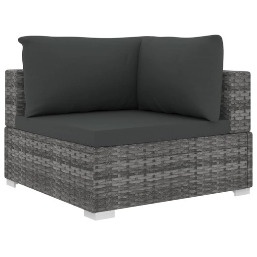 10-tlg. Garten-Lounge-Set mit Auflagen Poly Rattan Grau