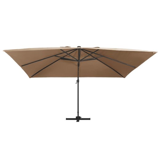 Ampelschirm mit LED-Leuchten und Alu-Mast 400x300 cm Taupe