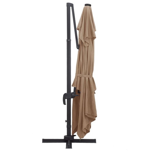 Ampelschirm mit LED-Leuchten und Alu-Mast 400x300 cm Taupe