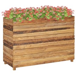 Hochbeet 100 x 40 x 72 cm Recyceltes Teakholz und Stahl