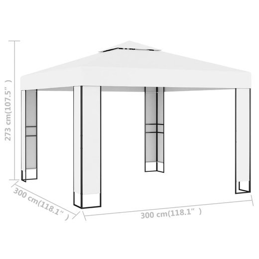 Pavillon mit Doppeldach 3 x 3 m Wei
