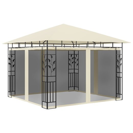 Pavillon mit Moskitonetz 3x3x2,73 m Creme 180 g/m