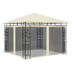 Pavillon mit Moskitonetz 3x3x2,73 m Creme 180 g/m