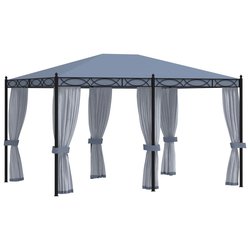 Pavillon mit Mckennetze 3x4 m Anthrazit Stahl