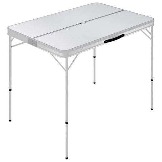 Klappbarer Campingtisch mit 2 Sitzbnken Aluminium Wei