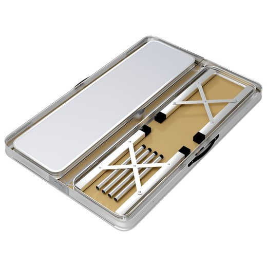 Klappbarer Campingtisch mit 2 Sitzbnken Aluminium Wei