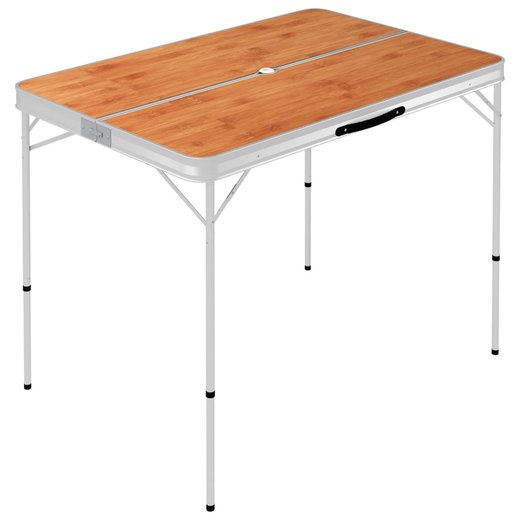 Klappbarer Campingtisch mit 2 Sitzbnken Aluminium Braun