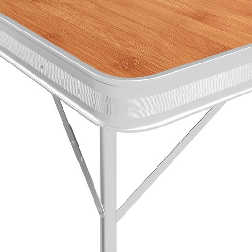 Klappbarer Campingtisch mit 2 Sitzbnken Aluminium Braun