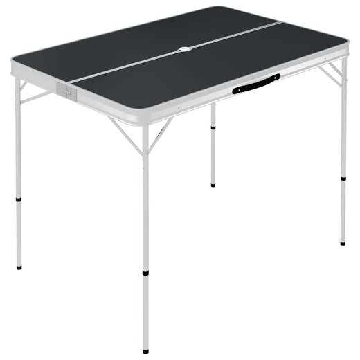 Klappbarer Campingtisch mit 2 Sitzbnken Aluminium Grau