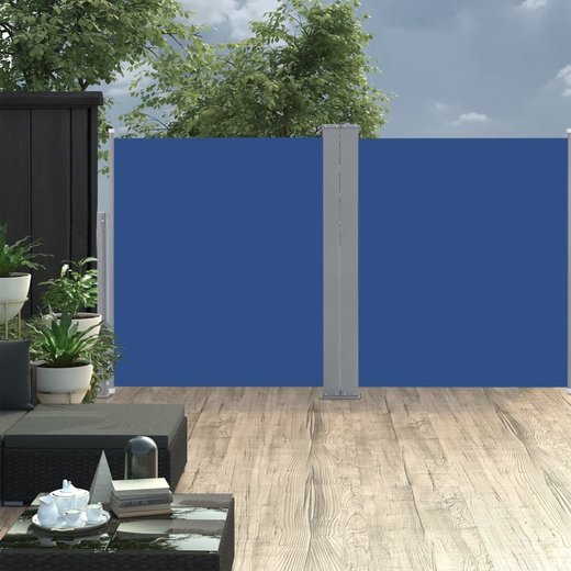Ausziehbare Seitenmarkise Blau 140 x 600 cm
