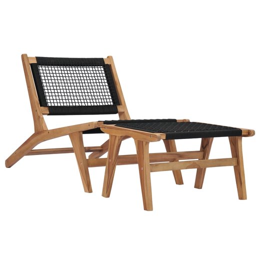 Sonnenliege mit Fuablage Massivholz Teak und Seil