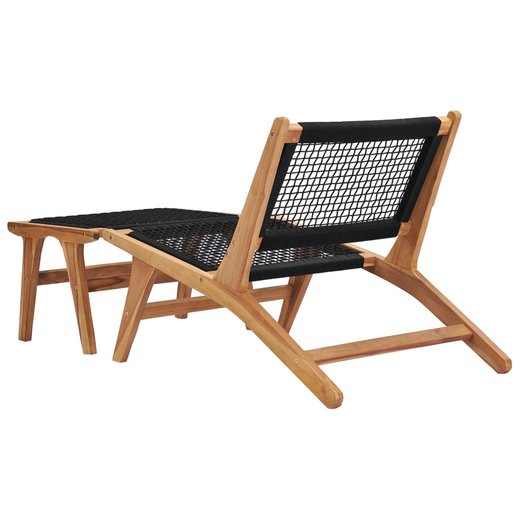 Sonnenliege mit Fuablage Massivholz Teak und Seil