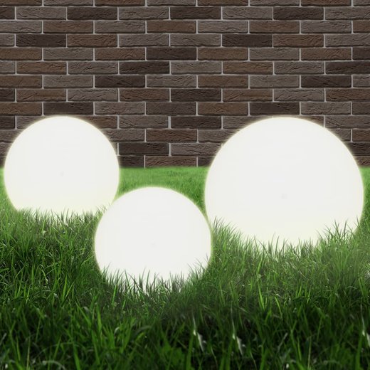 LED-Gartenleuchten-Set 3-tlg. Kugelfrmig 20/30/40 cm PMMA