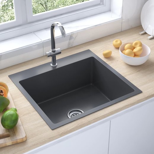 Handgemachte Einbausple Schwarz Edelstahl