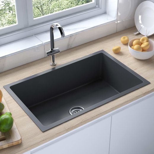 Handgemachte Einbausple Schwarz Edelstahl