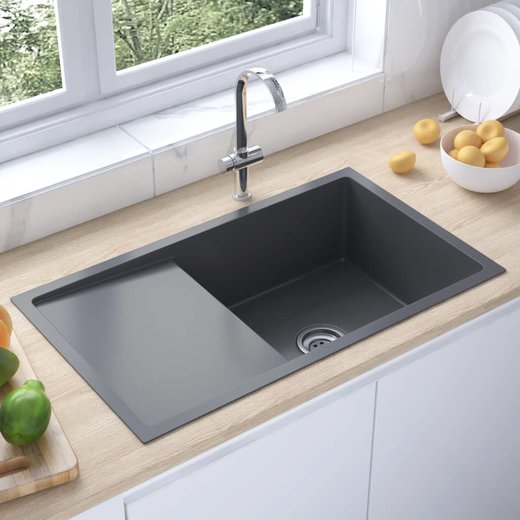 Handgemachte Einbausple Schwarz Edelstahl