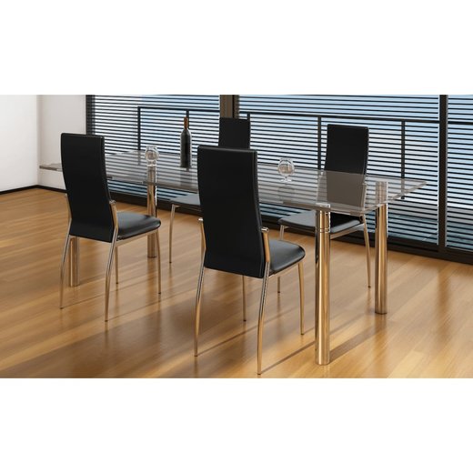 Esszimmersthle 4 Stk. Schwarz Kunstleder