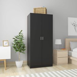Kleiderschrank Schwarz 8052180 cm Spanplatte