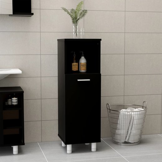 Badezimmerschrank Schwarz 30x30x95 cm Spanplatte