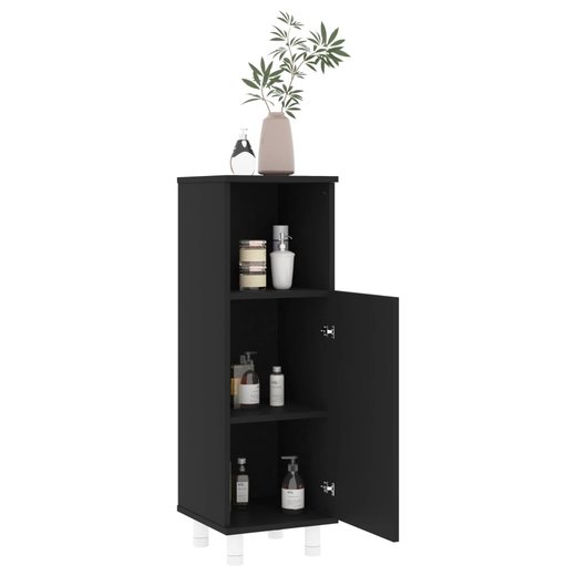Badezimmerschrank Schwarz 30x30x95 cm Spanplatte