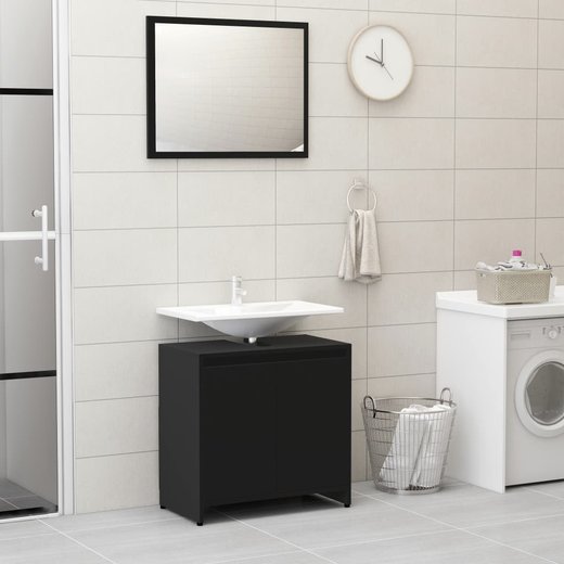 Badmbel-Set Schwarz Spanplatte