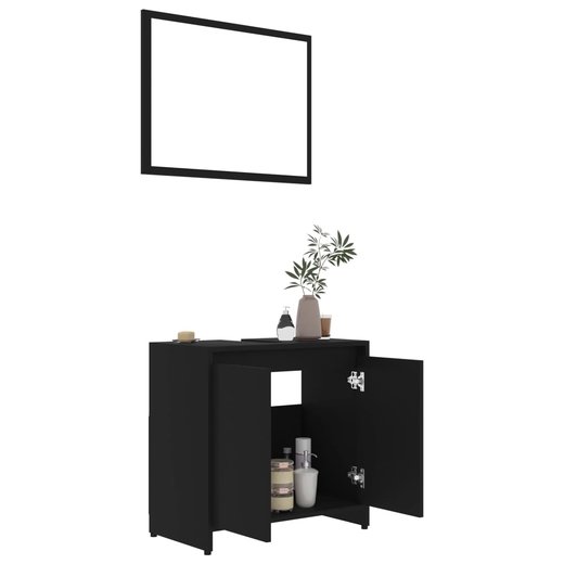 Badmbel-Set Schwarz Spanplatte